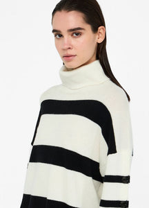 LIU JO Black & White Sweater with Bejewelled Buttons
