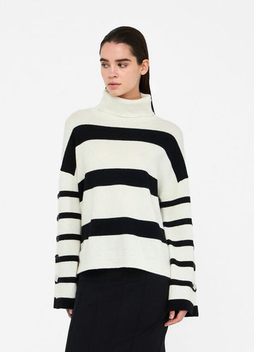 LIU JO Black & White Sweater with Bejewelled Buttons