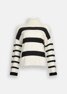 LIU JO Black & White Sweater with Bejewelled Buttons