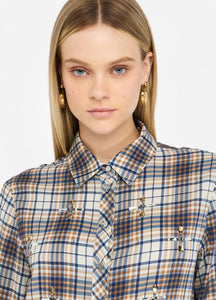 LIU JO Checkered Shirt with Rhinestones