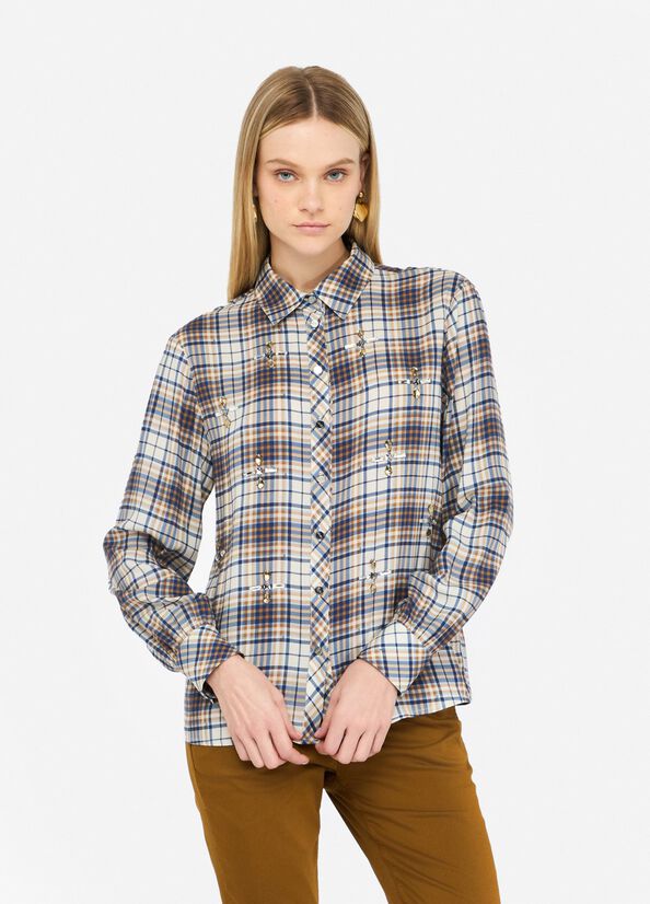 LIU JO Checkered Shirt with Rhinestones