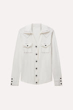 Load image into Gallery viewer, Minnie Rose Hot Fix Button Down Shirt in White
