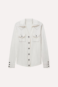 Minnie Rose Hot Fix Button Down Shirt in White