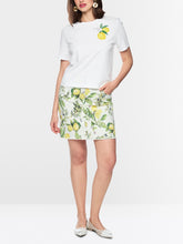 Load image into Gallery viewer, Marc Cain Lemon Print Denim Skirt
