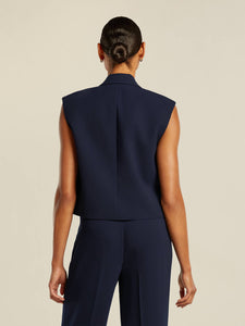 Baumont Abis Woven Vest in Night Blue