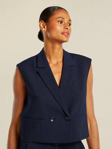 Baumont Abis Woven Vest in Night Blue