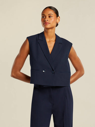 Baumont Abis Woven Vest in Night Blue