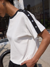 Load image into Gallery viewer, Nation Ada Button Tee in Porcelain Color Block
