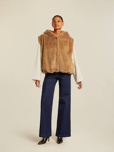 Beaumont Anjana Faux Fur Vest in Dark Camel