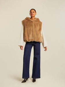 Beaumont Anjana Faux Fur Vest in Dark Camel