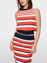 Load image into Gallery viewer, Marc Cain Striped Knit Top in Bright Tomato
