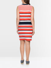 Load image into Gallery viewer, Marc Cain Striped Knit Top in Bright Tomato
