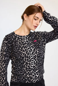 WSPR by Brodie Lydia Leopard Crew top in Ivory/Silver Birch