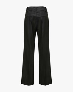 Cambio Amelie Double Waist Pinstripe Pant in Black