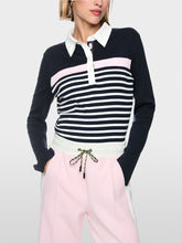 Load image into Gallery viewer, Marc Cain Ribbed Polo Top in Navy
