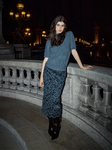 Beaumont Alina Lace Skirt in Off Black