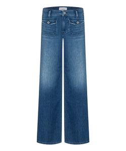 Cambio Aimee Patched Pocket Jeans in Mid Sunny