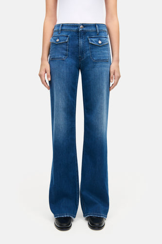 Cambio Aimee Patched Pocket Jeans in Mid Sunny