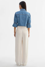 Load image into Gallery viewer, LAMARQUE Carolina Denim Ruffle Jacket in Mid Blue Wash
