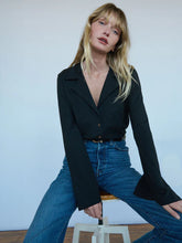 Load image into Gallery viewer, Nation LTD. Cassidy Button Up Top in Black
