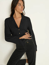Load image into Gallery viewer, Nation LTD. Cassidy Button Up Top in Black
