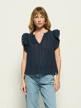 Load image into Gallery viewer, Nation Claudia Flutter Top in Navy Night Sky
