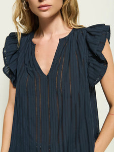 Nation Claudia Flutter Top in Navy Night Sky