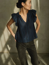 Load image into Gallery viewer, Nation Claudia Flutter Top in Navy Night Sky
