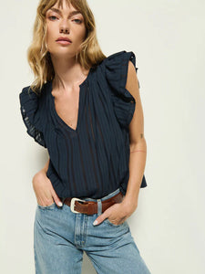 Nation Claudia Flutter Top in Navy Night Sky