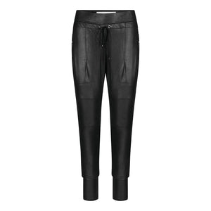 Raffaello Rossi Candy Faux Leather Jersey Jogger Pants in Black