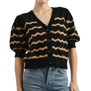 Rails Isla Cardigan in Black Camel Stripe