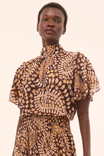 Misa Los Angeles Kaye Top in Daisy Paisley