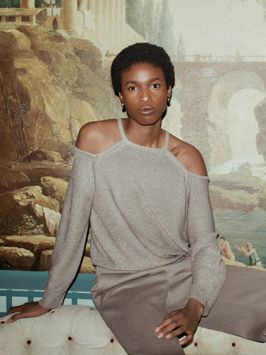Beaumont Debby Lurex Pullover in Chinchilla