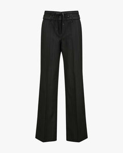 Cambio Amelie Double Waist Pinstripe Pant in Black