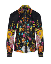 Load image into Gallery viewer, Meghan Fabulous Pixie Button Down Top in Black Wildflower
