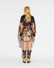 Load image into Gallery viewer, Meghan Fabulous Pixie Button Down Shirt Dress in Black Wildflower
