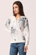 Load image into Gallery viewer, Minnie Rose Paint Splatter Henley in White/Navy
