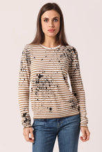 Load image into Gallery viewer, Minnie Rose Paint Splatter Striped Crew in Desert Sand Combo

