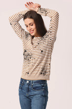 Load image into Gallery viewer, Minnie Rose Paint Splatter Striped Crew in Desert Sand Combo
