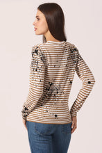 Load image into Gallery viewer, Minnie Rose Paint Splatter Striped Crew in Desert Sand Combo
