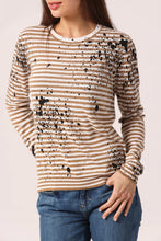 Load image into Gallery viewer, Minnie Rose Paint Splatter Striped Crew in Desert Sand Combo
