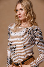 Load image into Gallery viewer, Minnie Rose Paint Splatter Striped Crew in Desert Sand Combo
