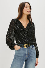 Load image into Gallery viewer, Rails Honora Polk-a-Dot Blouse in Black
