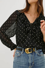 Load image into Gallery viewer, Rails Honora Polk-a-Dot Blouse in Black
