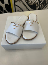 Load image into Gallery viewer, Caryatis White Sandal with Gold Studs
