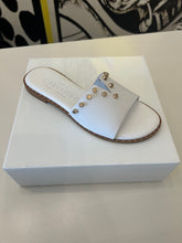 Load image into Gallery viewer, Caryatis White Sandal with Gold Studs
