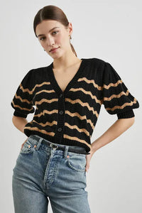 Rails Isla Cardigan in Black Camel Stripe