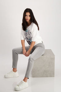 Monari Stretch Embellished Jeans in Grey