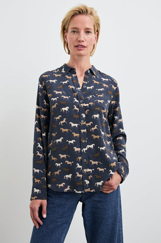 Rails Kate Silk Blouse in Horses