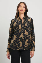 Load image into Gallery viewer, Rails Kate Silk Blouse in Noir Leopard
